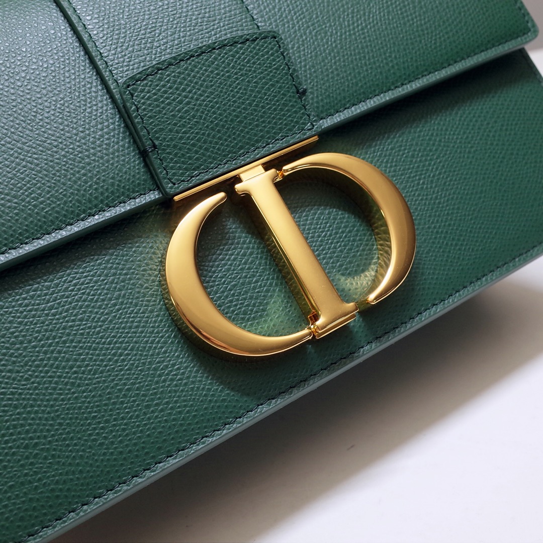 30 Montaigne Chain Bag Dark Green Grained Calfskin